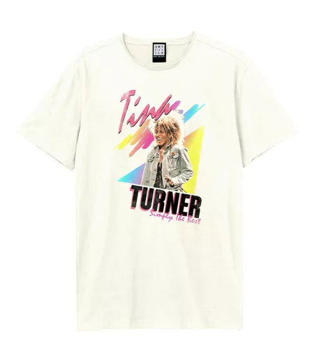 T-shirt Motif/style Tina Turner The Best 80´s Adulte Vieux Blanc Amplified
