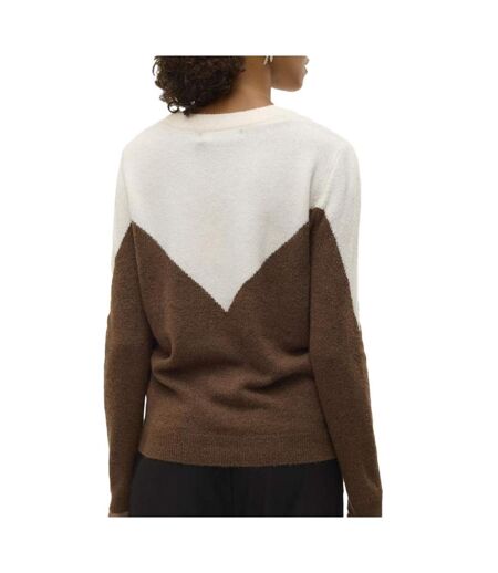 Pull marron/blanc femme vero moda plaza