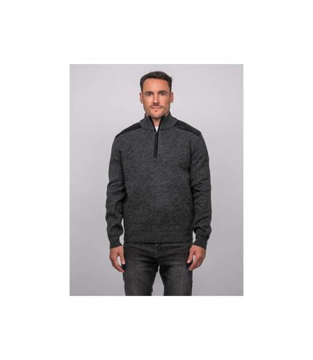 Pull camionneur zippé empiècements suédine LOTIRON