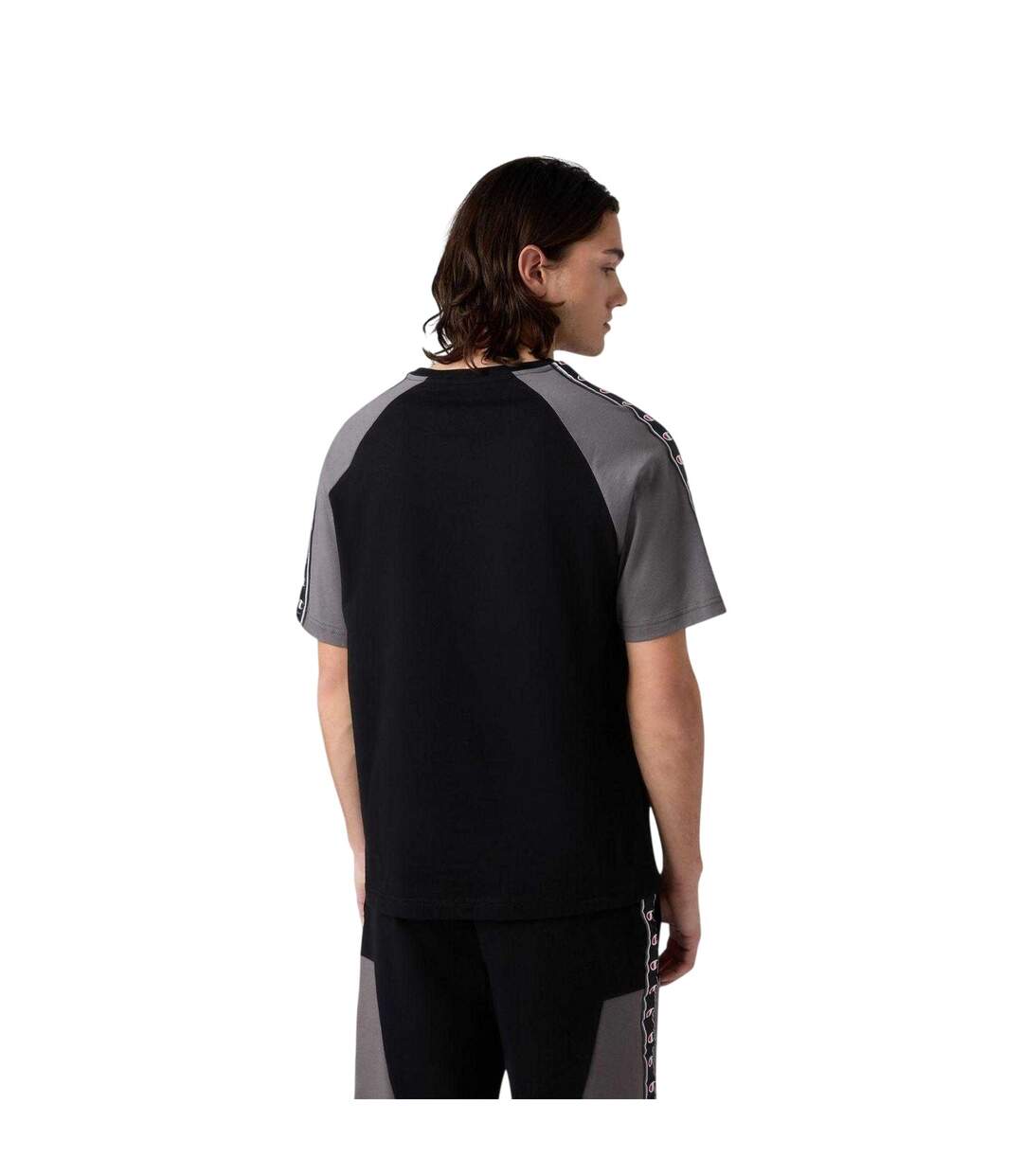 T-shirt Manches Raglan Motif/style Bande Homme Noir Gris Champion-3