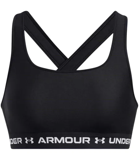 Womens/ladies Medium Impact Sports Bra Black White Under Armour