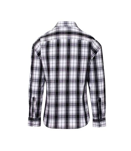 Womens/ladies ginmill check long sleeve shirt black/white Premier