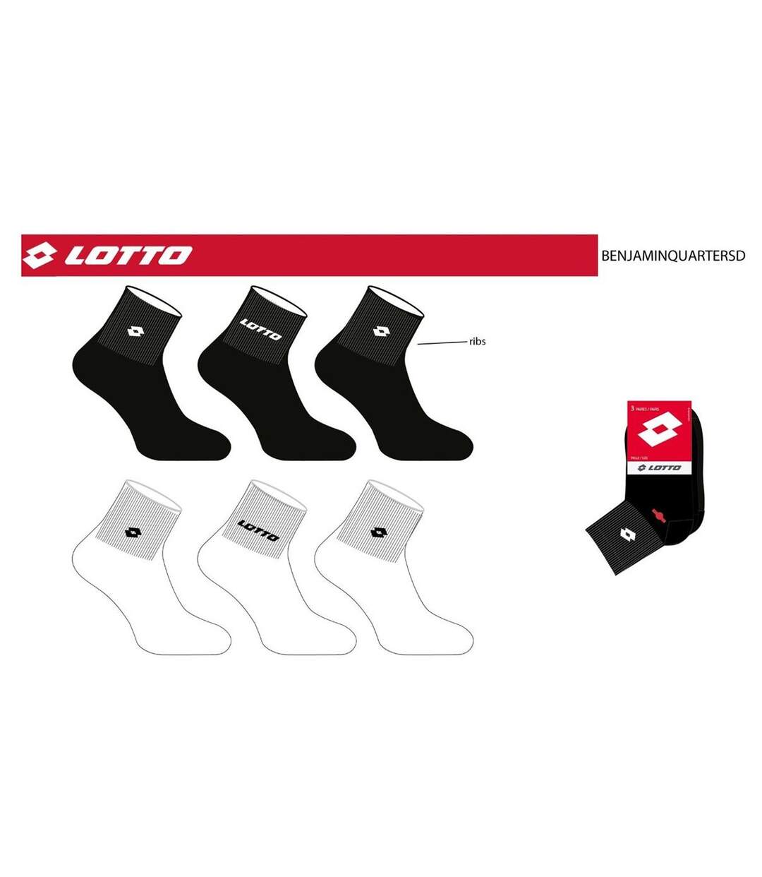 Chaussettes Femme LOTTO Pack de 6 paires QUARTER 1714-4