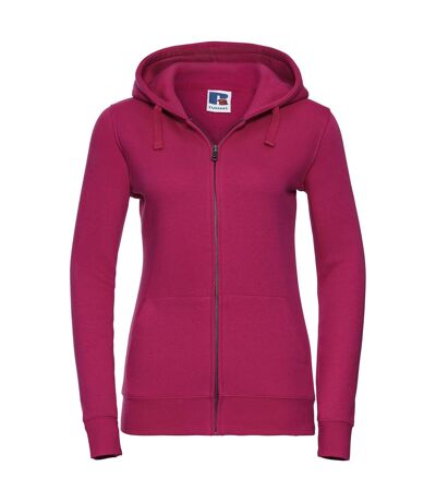 Womens/ladies authentic full zip hoodie fuchsia Russell