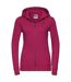 Womens/ladies authentic full zip hoodie fuchsia Russell