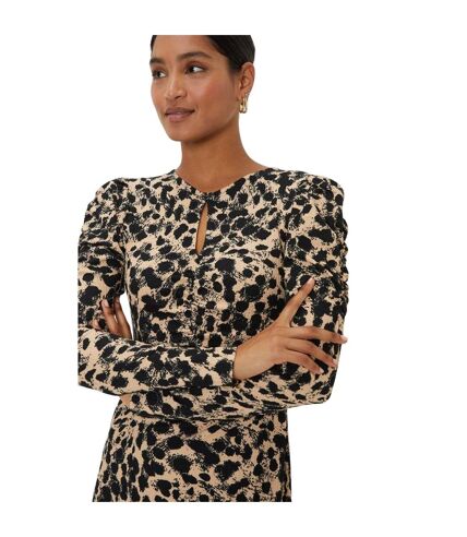 Dorothy Perkins Womens/Ladies Leopard Print Keyhole Midi Dress (Brown/Black) - UTDP4414