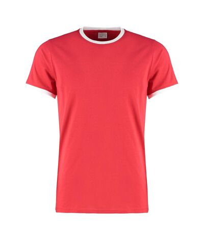 T-shirt ringer homme rouge / blanc Kustom Kit