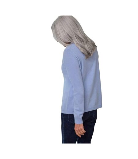 Womens/ladies Cashmere V Neck Classic Cardigan Periwinkle Blue WoolOvers