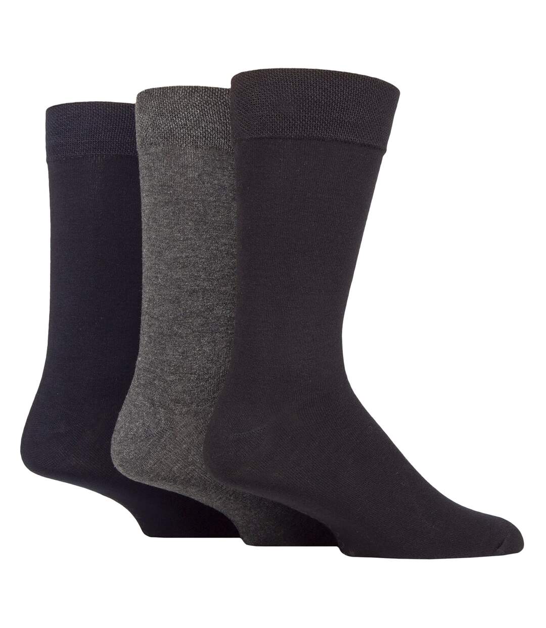 3 Pack Mens Plain and Patterned Bamboo Socks - Soft Breathable Everyday Comfort-1