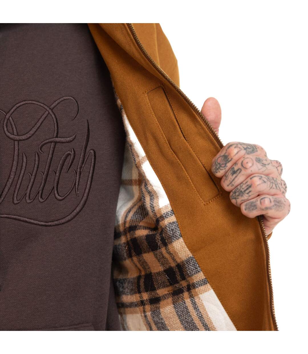 Veste à capuche homme en canvas doublée imprimé carreaux Levy Vondutch-5