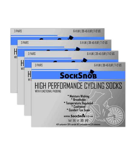12 paires de chaussettes de cyclisme noires pour hommes