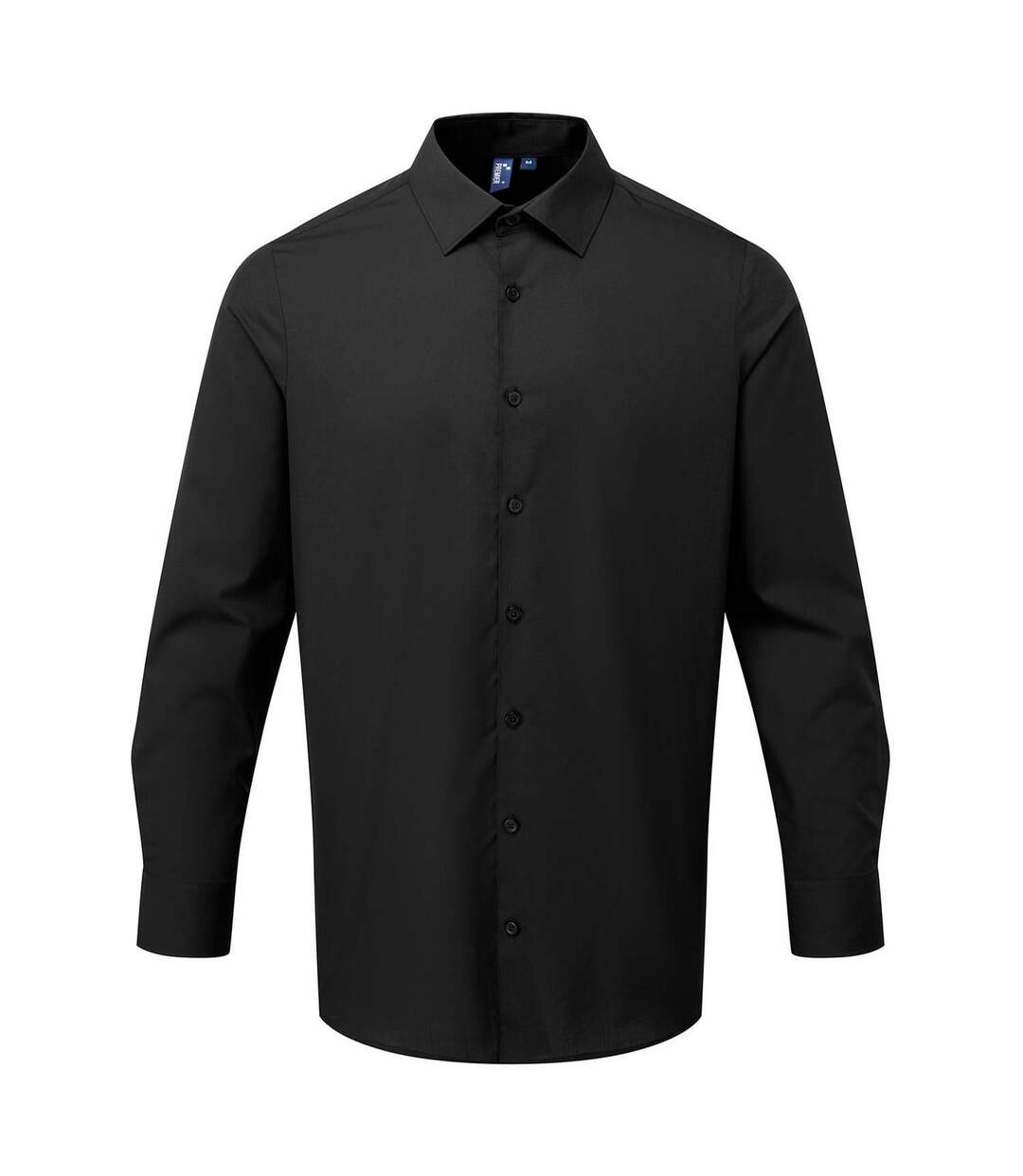 Mens poplin long-sleeve formal shirt noir Premier-1