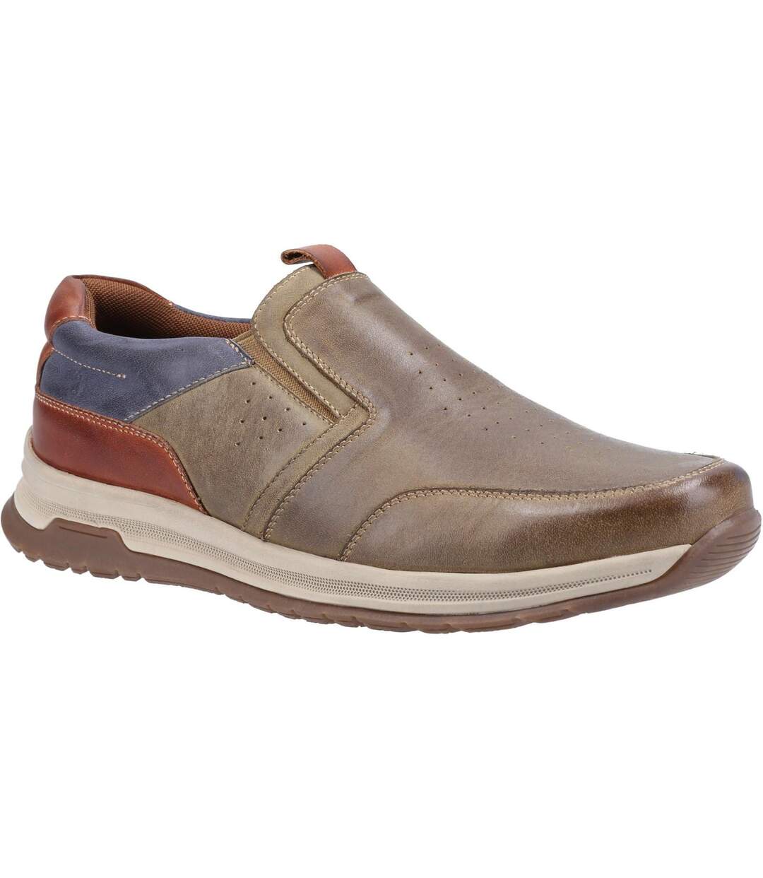 Mens cole leather casual shoes khaki/navy/tan Hush Puppies-1