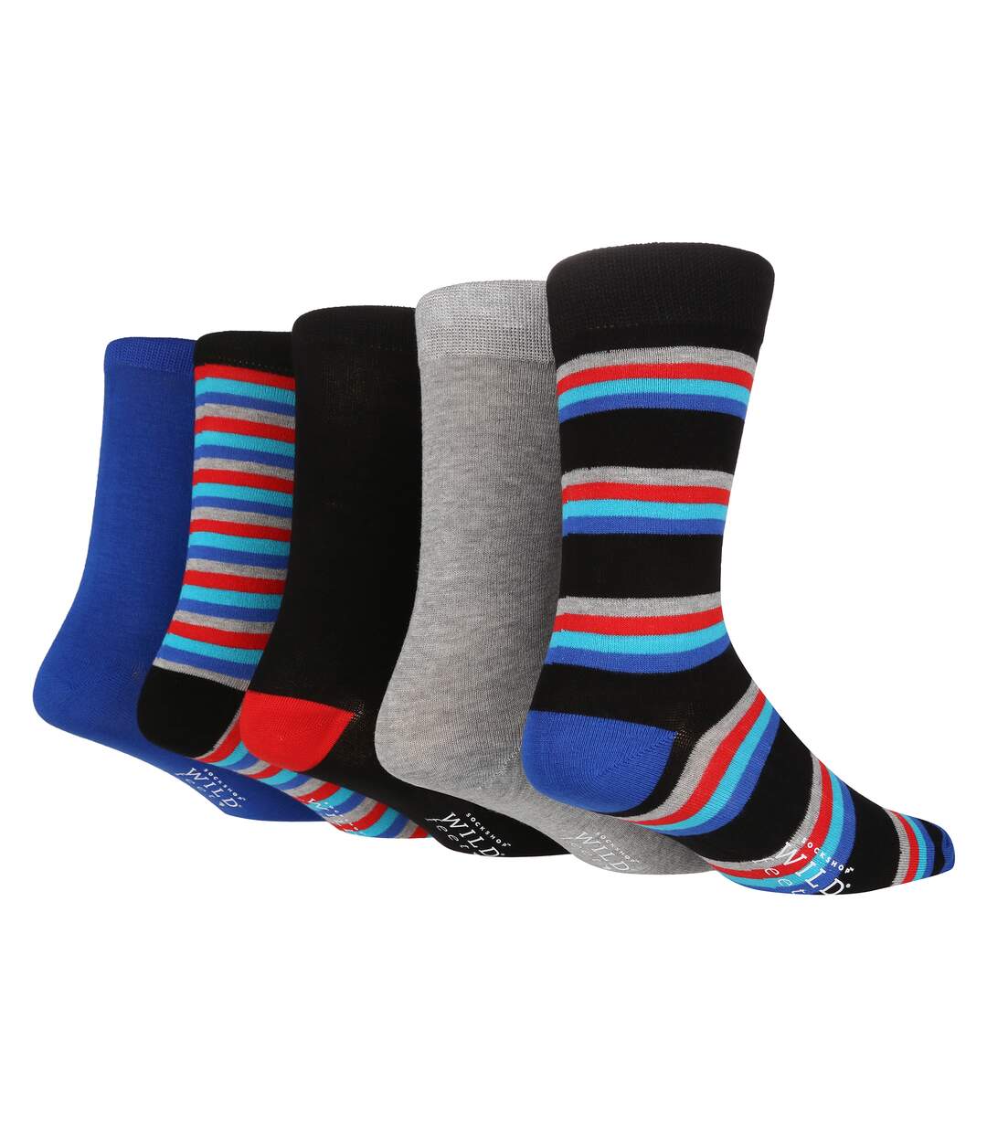 Wild Feet - 3 Paires Homme Chaussettes | Chaussettes Bambou Unies Rayures