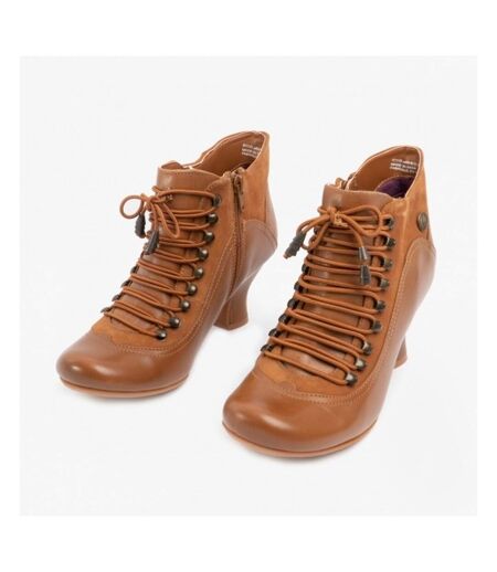 Womens/ladies Vivianna Leather Heeled Ankle Boots Tan Hush Puppies