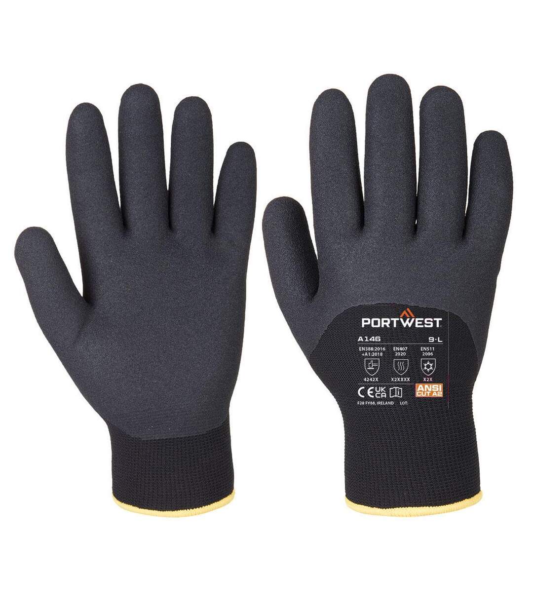 Unisex adult a146 arctic winter gloves black Portwest-1