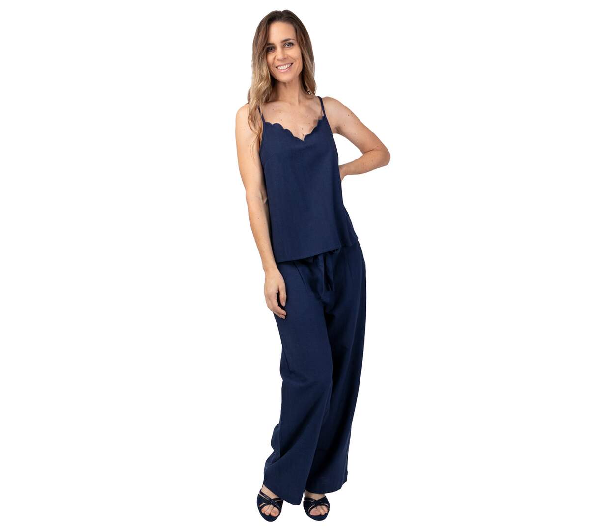 Top court été tendance LORINE uni bleu marine Coton Du Monde-1