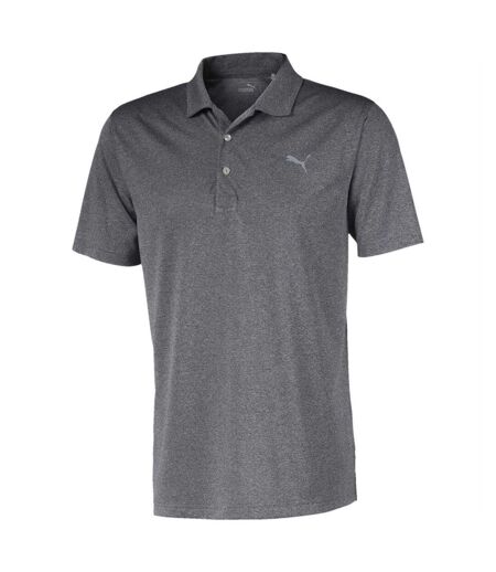 Mens Heathered Performance Polo Shirt Black Puma
