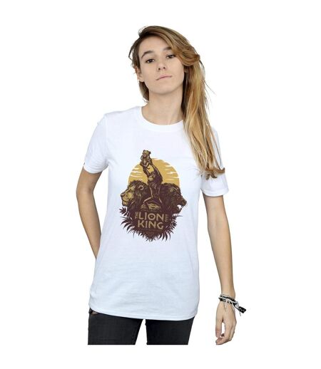 Disney Womens/Ladies The Lion King Movie Sunrise Collage Cotton Boyfriend T-Shirt (Blanc) - UTBI29203