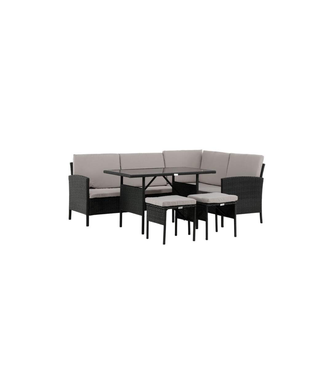 Salon d'Angle de Jardin Knock 145cm Noir & Gris-1