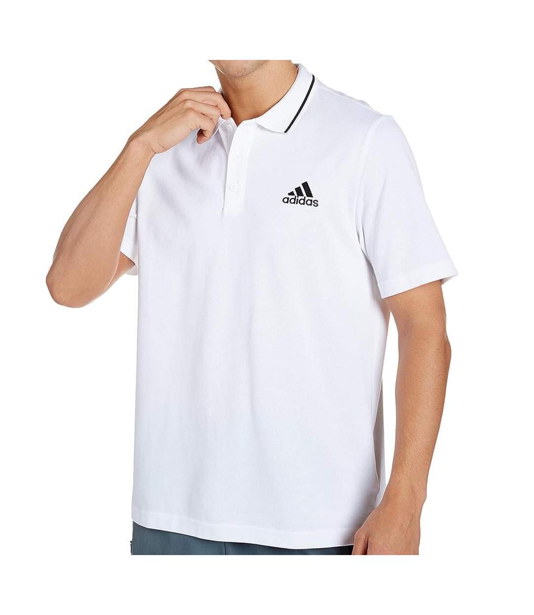 Polo Blanc Homme Adidas 9221 - S