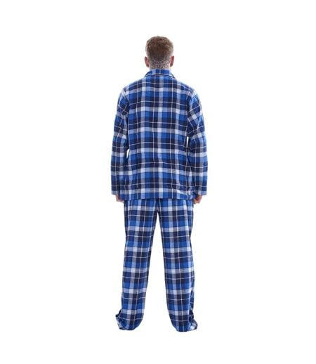 Ensemble De Pyjama Long Motif/style À Carreaux Homme Bleu Gris Keanu