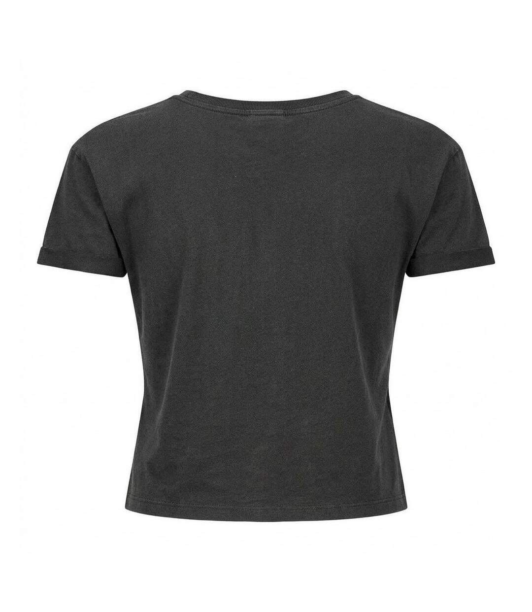 Womens/ladies Rio Duran Duran Crop Top Charcoal Amplified-2