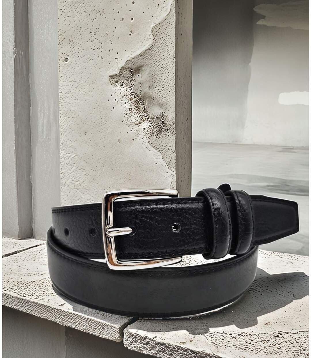Ceinture élégante en PVC Noir pour Homme - Style Classique et Ajustable-4