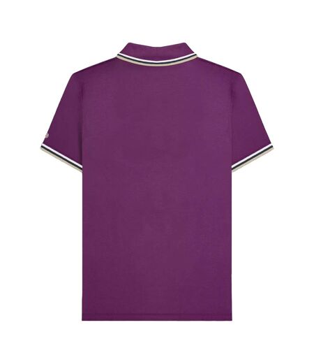 Polo Homme Violet Foncé Blanc Bleu Marine Marron Clair Lambretta