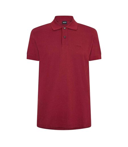 Mens Firenze Cotton Polo Shirt Dark Red Boss