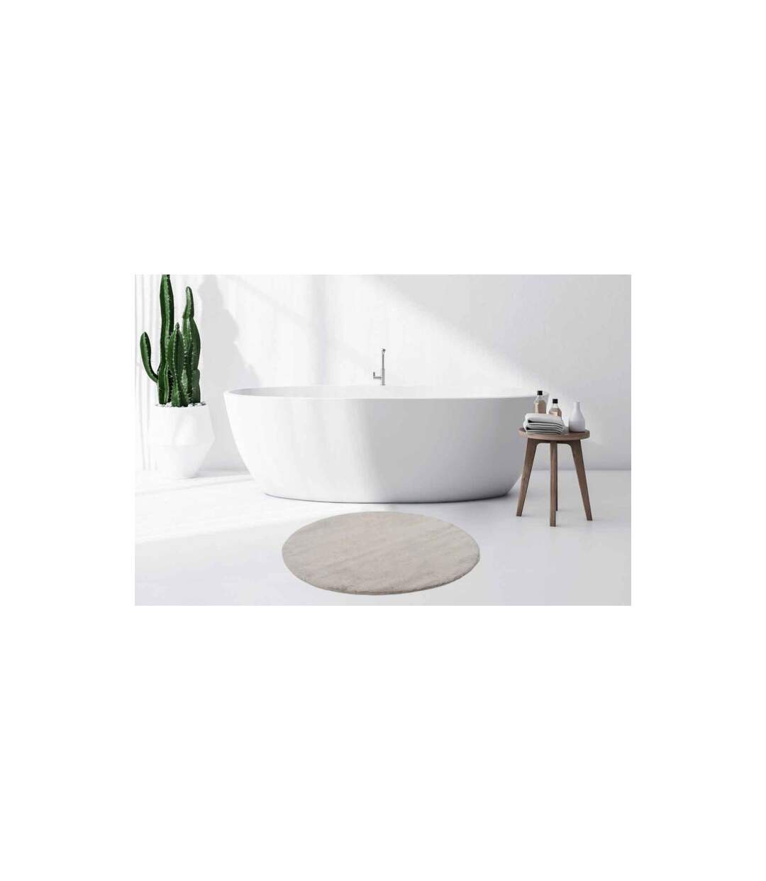 Tapis de Bain Fait à la Main Rabbit 100cm Gris Clair-5