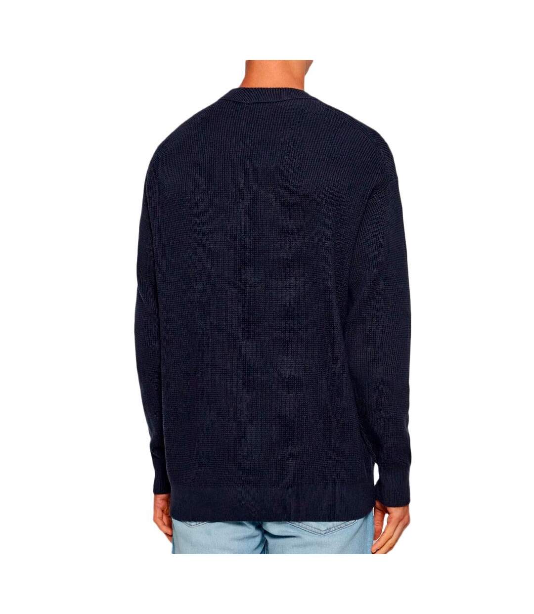 Pull marine homme calvin klein jeans waffle-2