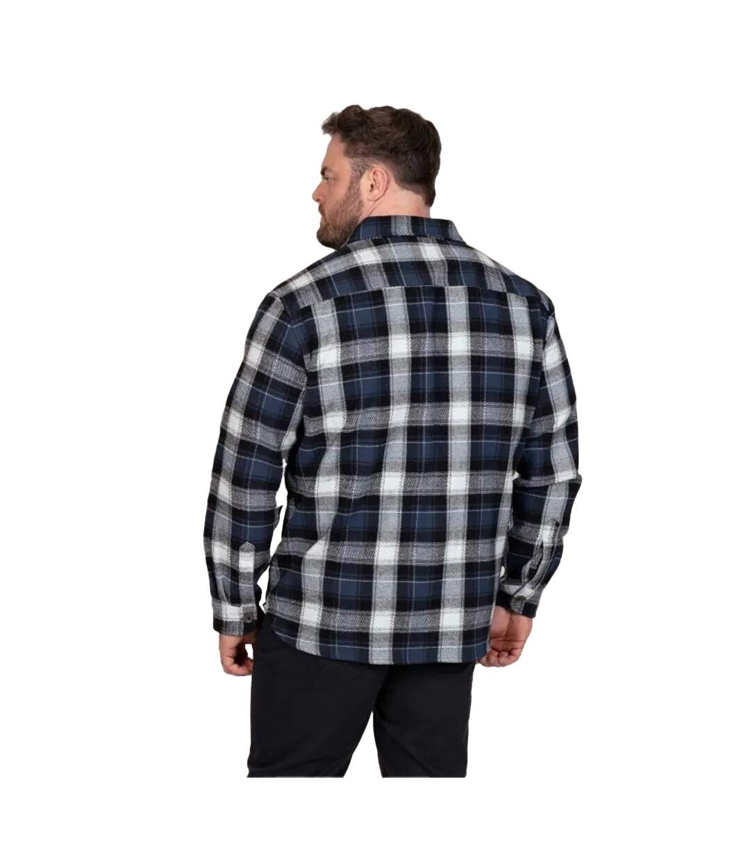 Mens Newman D555 Checked Kingsize Shacket Navy Duke-3