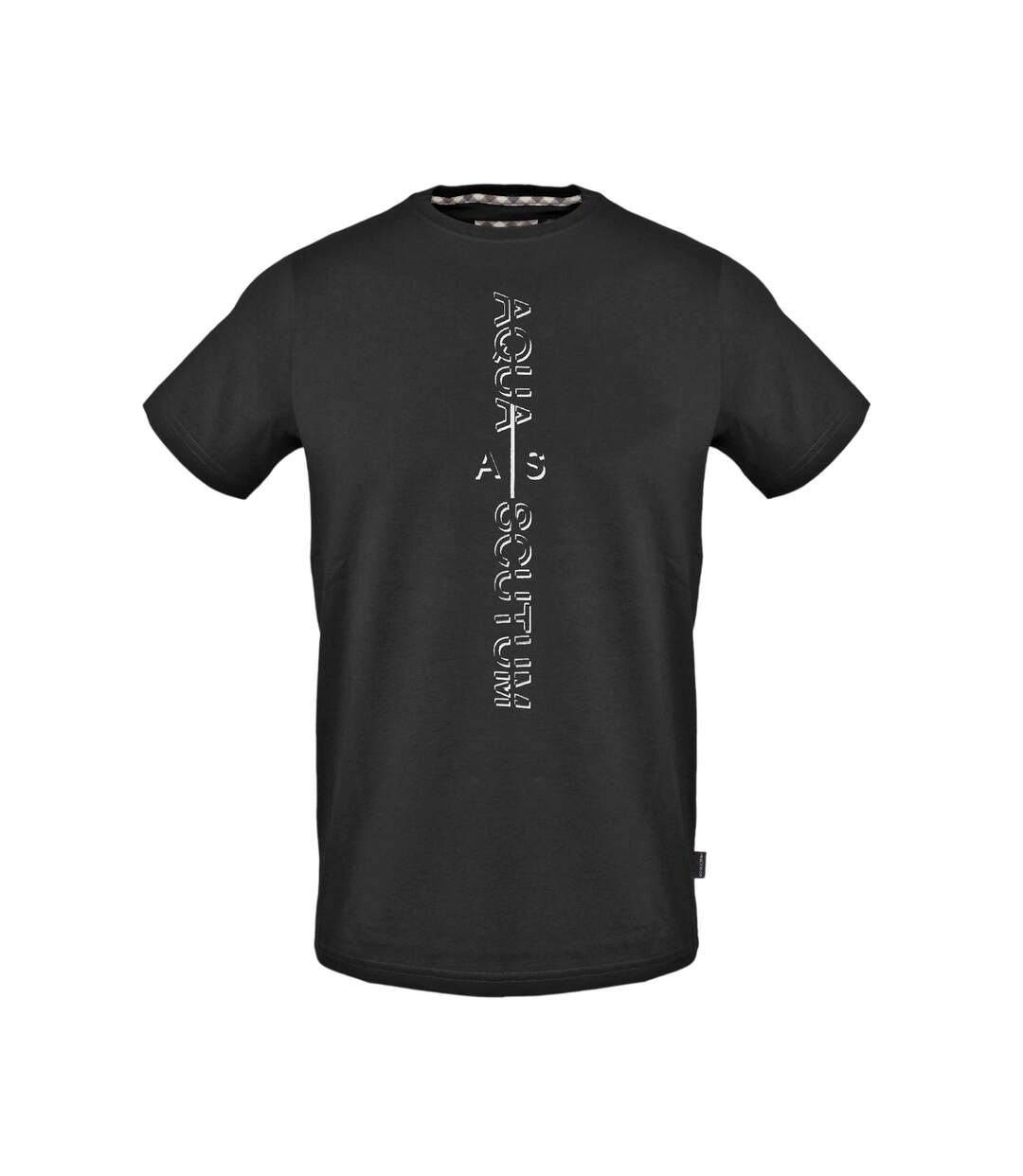 Mens Vertical Logo Jersey T-shirt Black Aquascutum-1