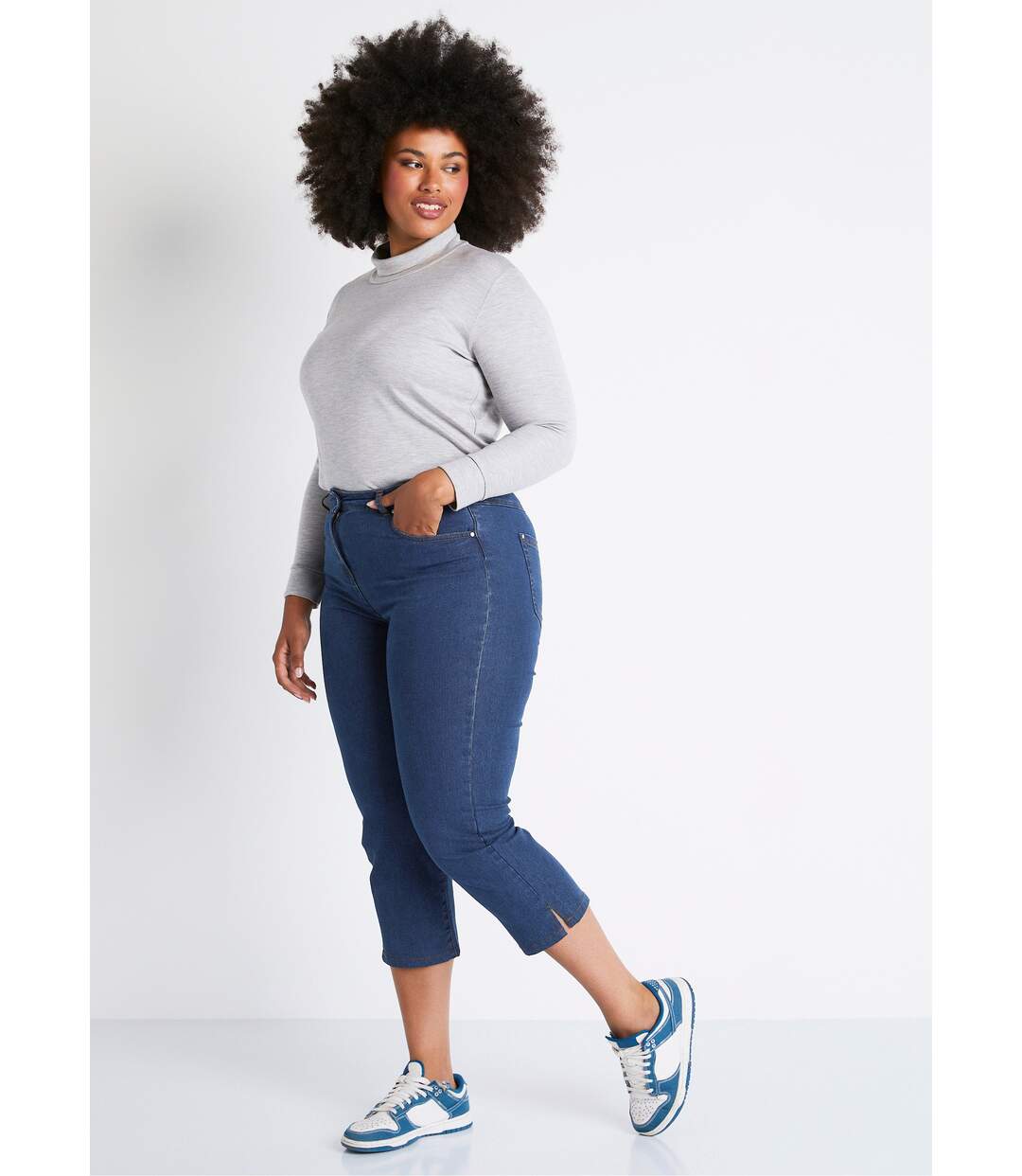 Pantacourt ceinture extensible en jean-4