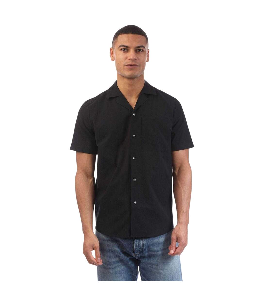 Mens Ellino Polyester Short-sleeved Shirt Black Hugo-2