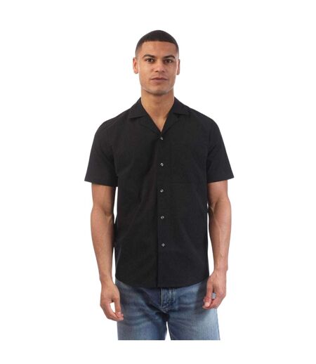 Mens Ellino Polyester Short-sleeved Shirt Black Hugo