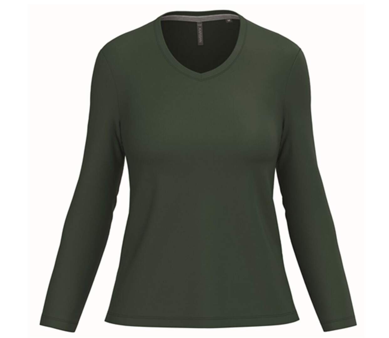 T-shirt manches longues col V - Femme - K382 - vert forêt-1