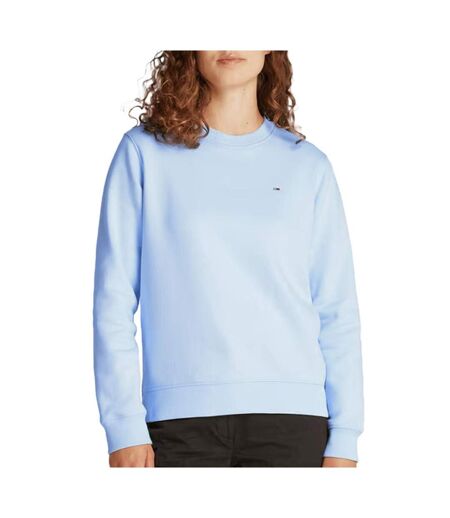 Sweat bleu clair femme tommy hilfiger flag crew - l