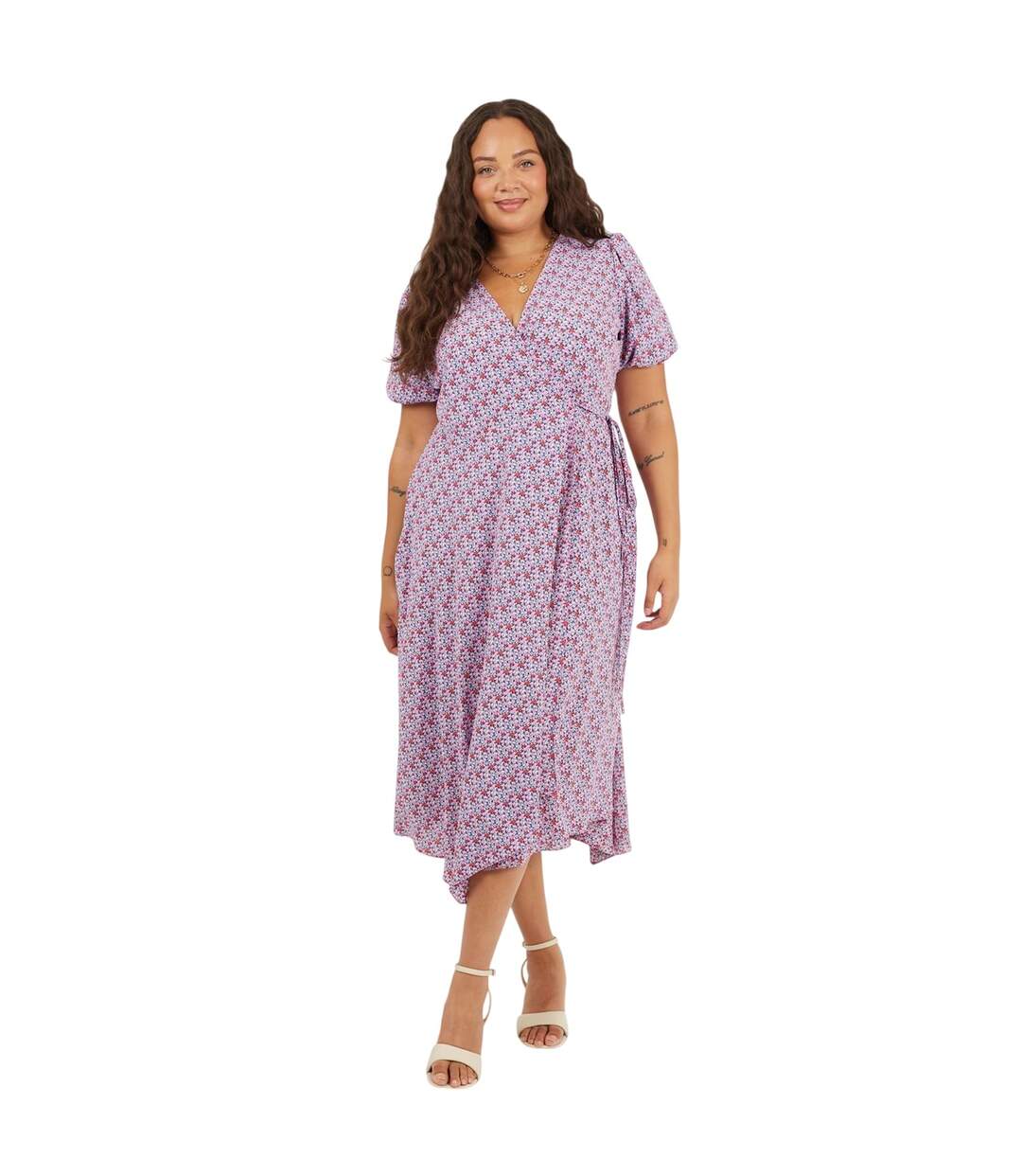 Robe Portefeuille Manches Courtes Motif/style Floral Femme Rose Brave Soul-4