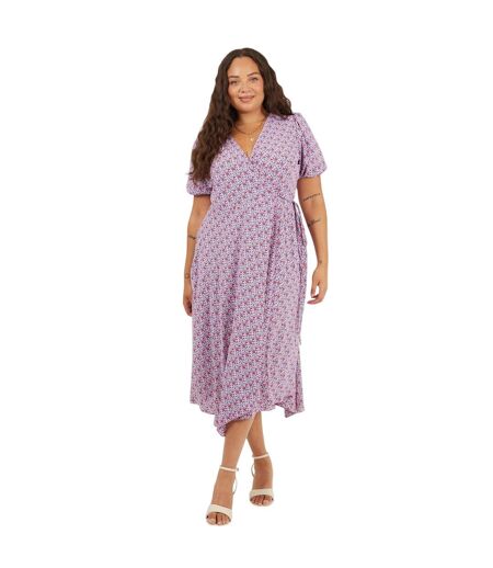 Robe Portefeuille Manches Courtes Motif/style Floral Femme Rose Brave Soul