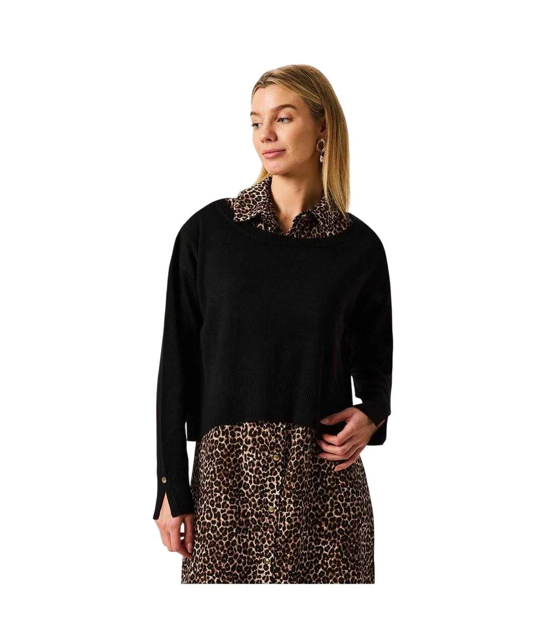 Robe-pull Motif/style Imprimé Léopard Femme Noir Marron Biba-3