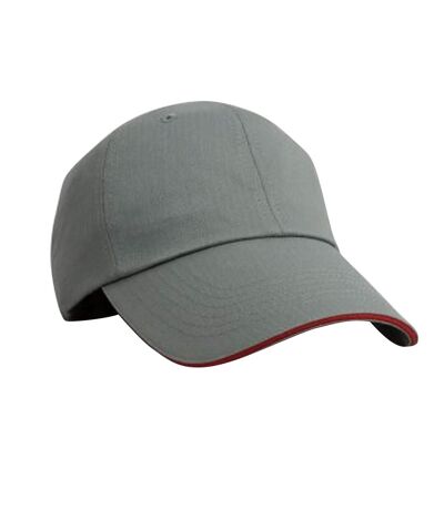 Result Unisex Herringbone Contrast Colour Sandwich Peak Baseball Cap (Grey/Red) - UTPC2299