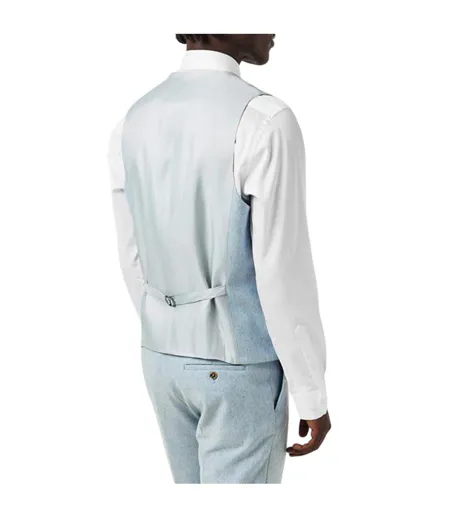 Mens Archer Donegal Waistcoat Blue Without Prejudice