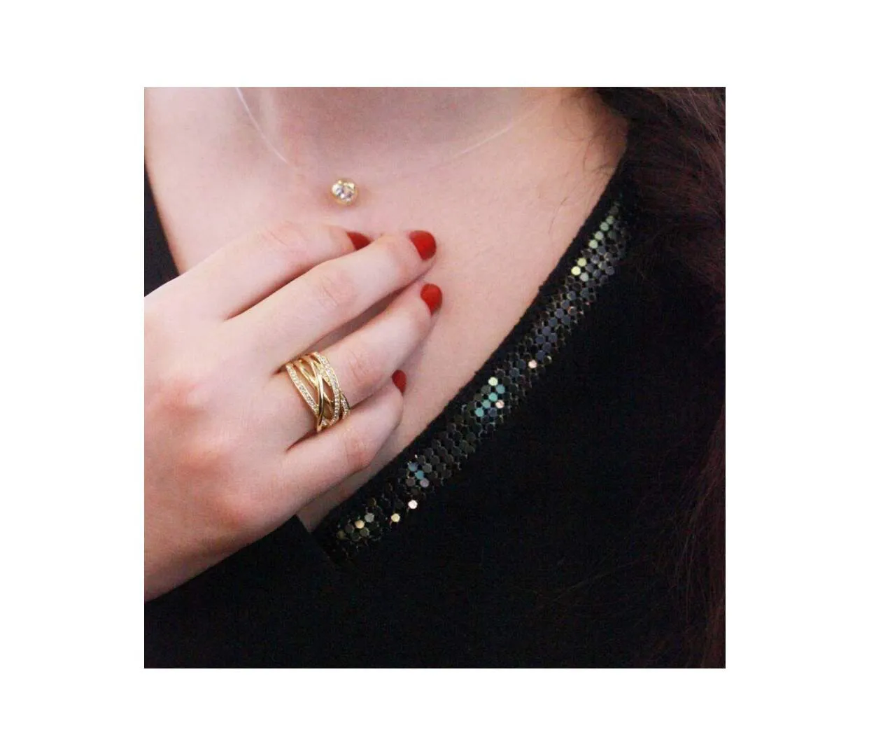 Bague Criss Cross - Cristal d'Autriche-5