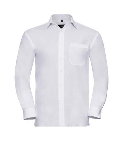Chemise De Travail À Manches Longues 100% Coton Homme Blanc Russell