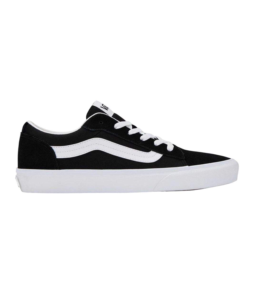 Mens Canvas Trainers Black White Vans-1