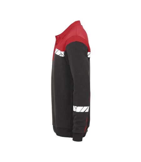 Mens Progression Hi-vis Polo Sweatshirt Black Red Projob