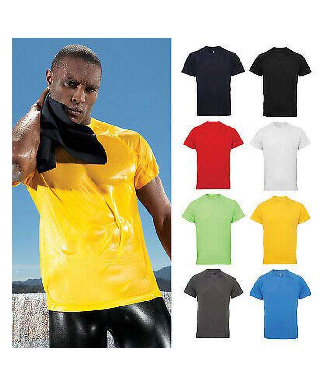 T-shirt de fitness à manches courtes homme jaune soleil Tri Dri