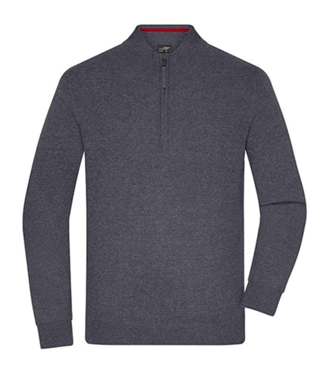 Pull col zippé - Homme - JN1324 - gris anthracite mélange-1